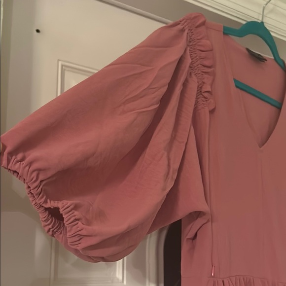 Nursing Queen Pink Smocked Sundress with V-Neck Bishop Sleeves - Picture 3 of 8